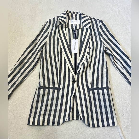 POPSUGAR NWT Striped Linen Blend Blazer - XS - Picture 2 of 10